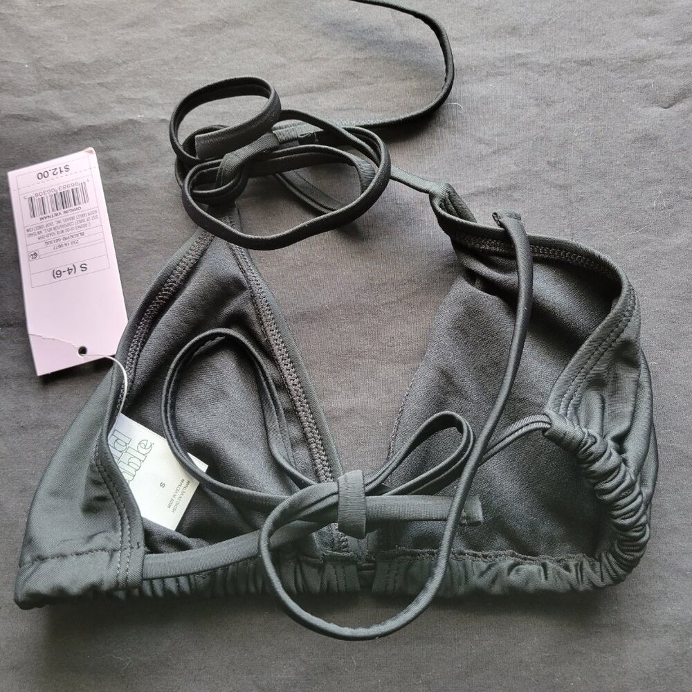 Wild Fable Black Bikini Top Women's Small Lined String Swimwear NWT - Picture 4 of 6